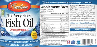 Carlson The Very Finest Fish Oil Natural Lemon Flavor source label used in the packaging illustration