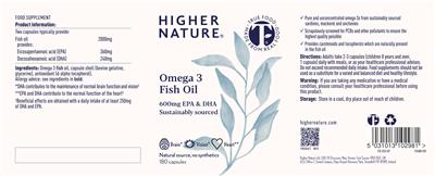Higher Nature Omega 3 Fish Oil source label used in the packaging illustration
