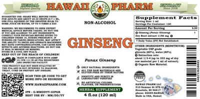 Hawaii Pharm Ginseng Non-Alcohol product packaging