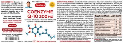 ProCaps Coenzyme Q-10 300 mg source label used in the packaging illustration