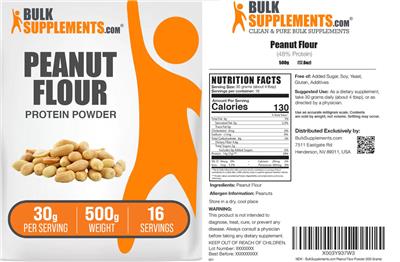 BulkSupplements.com Peanut Flour Protein Powder 30 g product packaging