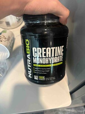 NutraBio Performance Creatine Monohydrate source label used in the packaging illustration