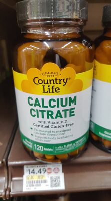 Country Life Calcium Citrate with Vitamin D source label used in the packaging illustration