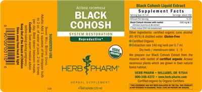 Herb Pharm Black Cohosh source label used in the packaging illustration