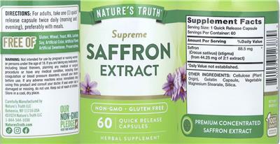 Nature's Truth Supreme Saffron Extract product packaging