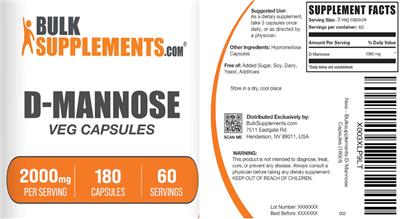 BulkSupplements.com D-Mannose 2000 mg Veg Capsules product packaging