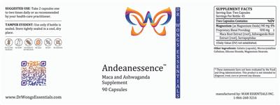 Dr. Wong's Essentials Andeanessence source label used in the packaging illustration