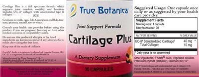 True Botanica Cartilage Plus source label used in the packaging illustration