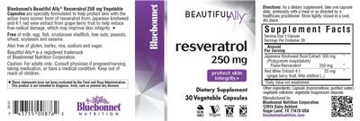 Bluebonnet Beautiful Ally Resveratrol 250 mg source label used in the packaging illustration