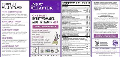 New Chapter One Daily Every Woman's Multivitamin 40+ source label used in the packaging illustration