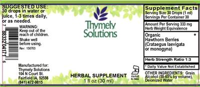 Thymely Solutions Organic Hawthorn Berries source label used in the packaging illustration