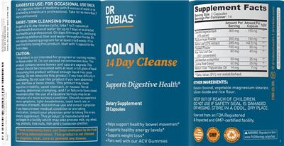 Dr. Tobias Colon 14 Day Cleanse source label used in the packaging illustration