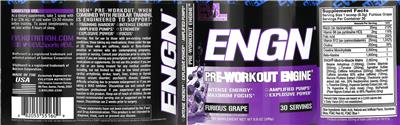 Evlution Nutrition ENGN Pre-Workout Engine Furious Grape source label used in the packaging illustration