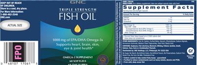 GNC Triple Strength Fish Oil source label used in the packaging illustration