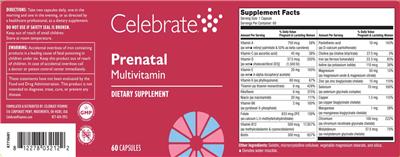 Celebrate Prenatal Multivitamin source label used in the packaging illustration