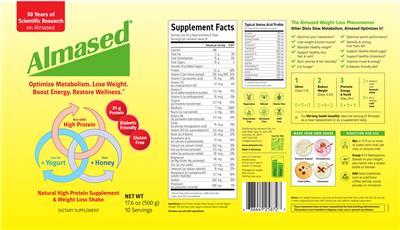 Almased Almased source label used in the packaging illustration