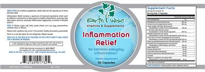 Earth Wise Vitamins & Supplements Inflammation Relief source label used in the packaging illustration