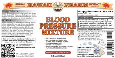Hawaii Pharm Blood Pressure Mixture source label used in the packaging illustration