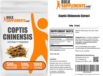 BulkSupplements.com Coptis chinensis Extract Powder 500 mg product packaging