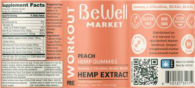 BeWell Market Peach Hemp Gummies source label used in the packaging illustration