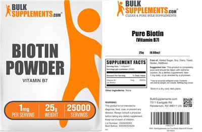 BulkSupplements.com Biotin Powder 1 mg product packaging