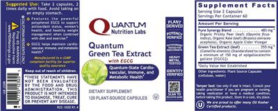 Quantum Nutrition Labs Quantum Green Tea Extract source label used in the packaging illustration
