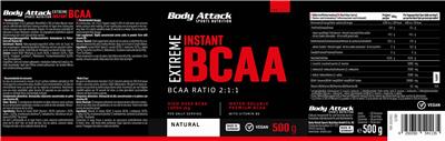 Body Attack Sports Nutrition Extreme Instant BCAA Natural source label used in the packaging illustration
