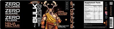 Bucked Up All Bulk No Bloat Ninja Nectar source label used in the packaging illustration
