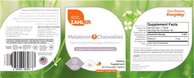 Advanced Nutrition by Zahler Melatonin Chewables 5 mg Orange Flavor source label used in the packaging illustration