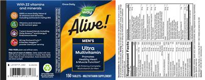Nature's Way Alive! Men's Ultra Multivitamin source label used in the packaging illustration