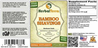 Herbal Terra Bamboo Shavings Sugar Free source label used in the packaging illustration