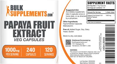 BulkSupplements.com Papaya Fruit Extract 1000 mg Veg Capsules product packaging