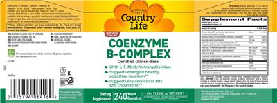Country Life Coenzyme B-Complex source label used in the packaging illustration