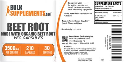 BulkSupplements.com Beet Root 3500 mg source label used in the packaging illustration