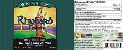 Plum Flower Rhubarb Teapills product packaging