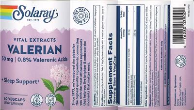 Solaray Valerian 50 mg product packaging