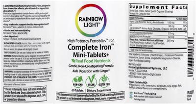 Rainbow Light Complete Iron Mini-Tablets+ source label used in the packaging illustration
