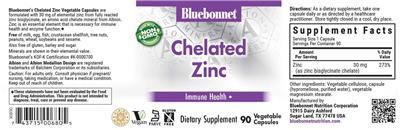 Bluebonnet Chelated Zinc source label used in the packaging illustration