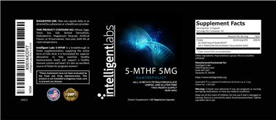 Intelligent Labs 5-MTHF 5 mg source label used in the packaging illustration