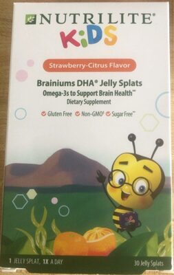 Nutrilite Kids Brainiums DHA Jelly Splats Strawberry-Citrus Flavored product packaging