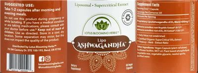 Lotus Blooming Herbs Lipo Ashwagandha product packaging