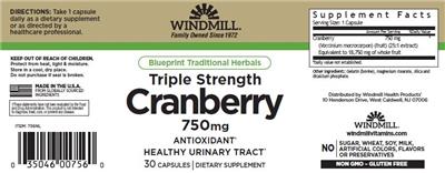 Windmill Triple Strength Cranberry 750 mg product packaging