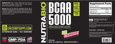 NutraBio BCAA 5000 Kiwi Strawberry source label used in the packaging illustration
