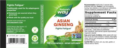 Nature's Way Asian Ginseng 1120 mg source label used in the packaging illustration