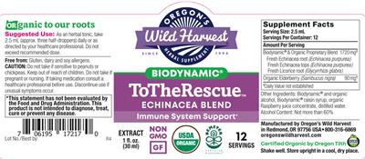 Oregon's Wild Harvest Biodynamic ToTheRescue source label used in the packaging illustration