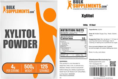 BulkSupplements.com Xylitol Powder 4 g product packaging