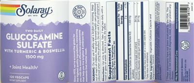Solaray Two Daily Glucosamine Sulfate with Turmeric & Boswellia 1500 mg product packaging