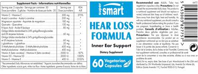 SuperSmart Hear Loss Formula source label used in the packaging illustration
