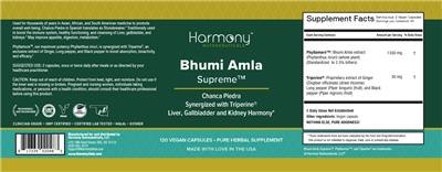 Harmony Nutraceuticals Bhumi Amla Supreme source label used in the packaging illustration