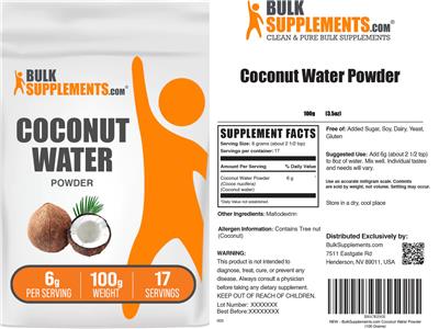 BulkSupplements.com Coconut Water Powder 6 g product packaging